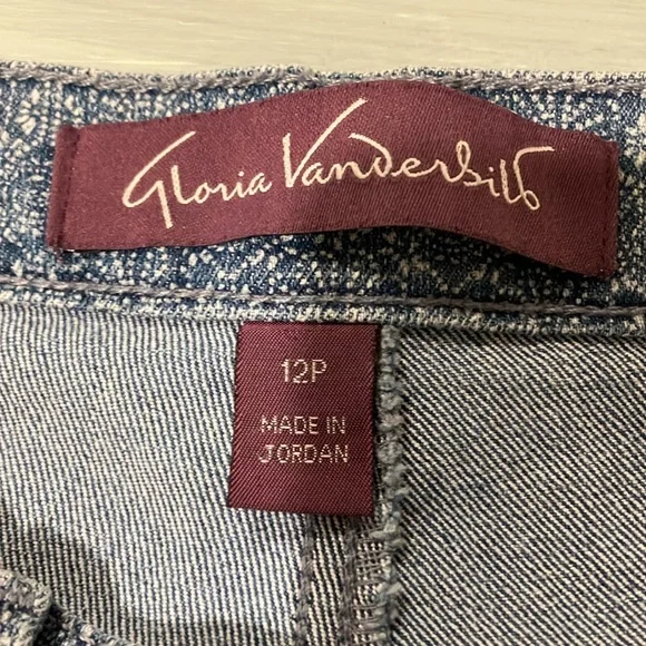 NWOT 12P GLORIA VANDERBILT AMANDA STYLE LIGHT BLUE PATTERNED JEANS - Picture 6 of 9